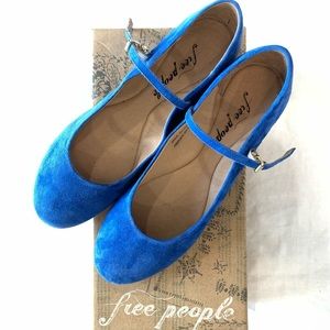 NWT Free People | Mary Jayne Blue Suede Ballet Flats